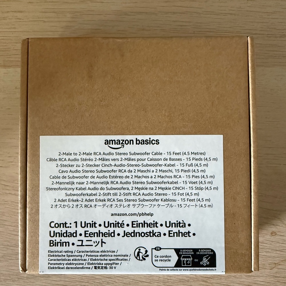 NEW IN BOX Amazon Basics RCA Audio Cable